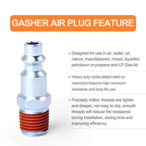 GASHER 1/4-Inch NPT Male Industrial Air Plug, Pneumatic Plugs 300PSI (20-Pack) - Image 5