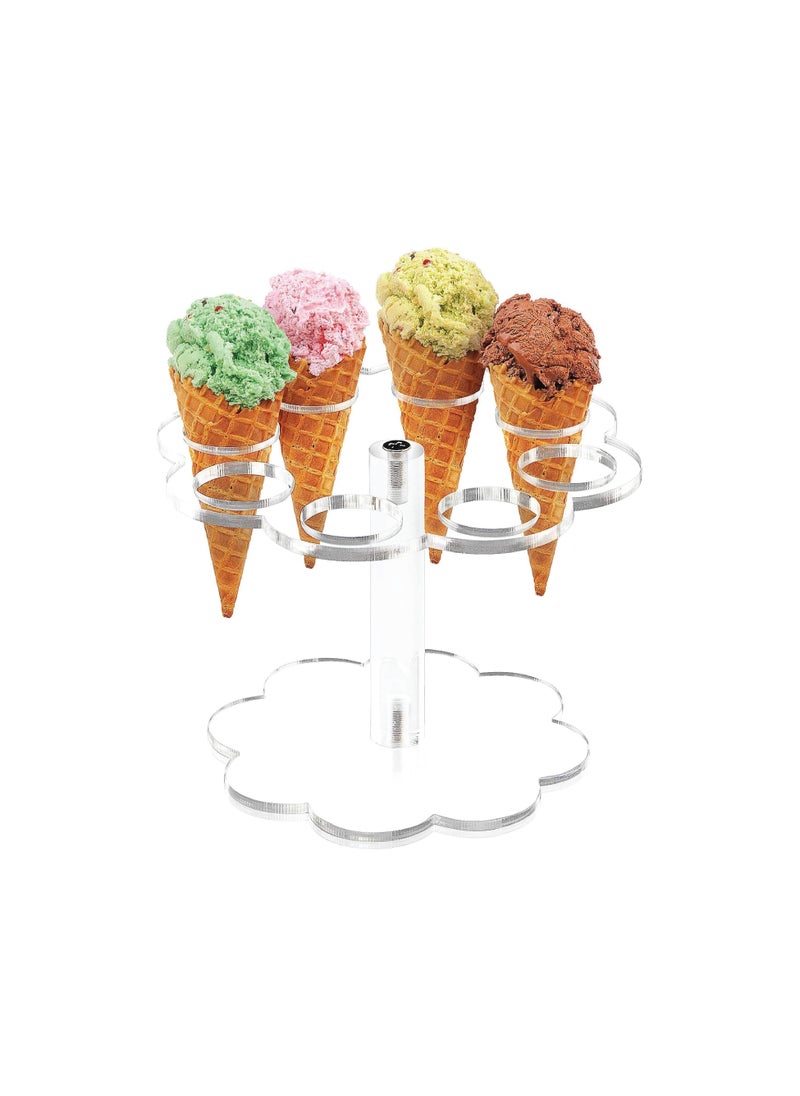 SMARTPOINTS Ice Cream Cone Holder Stand Cupcake Stand with 8 Holes Capacity Clear Clear Acrylic Cone Display Stand Weddings Baby Showers Birthday Parties Anniversaries  Snack Tray  - Image 1