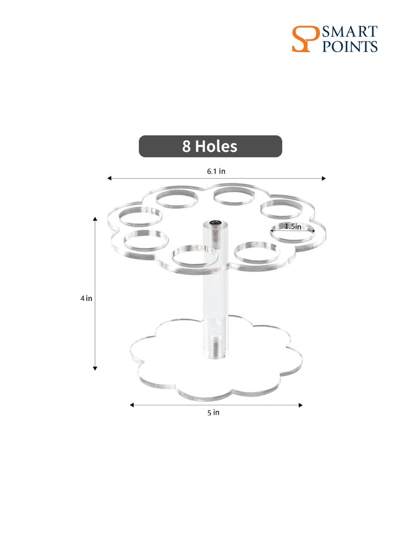 SMARTPOINTS Ice Cream Cone Holder Stand Cupcake Stand with 8 Holes Capacity Clear Clear Acrylic Cone Display Stand Weddings Baby Showers Birthday Parties Anniversaries  Snack Tray  - Image 2