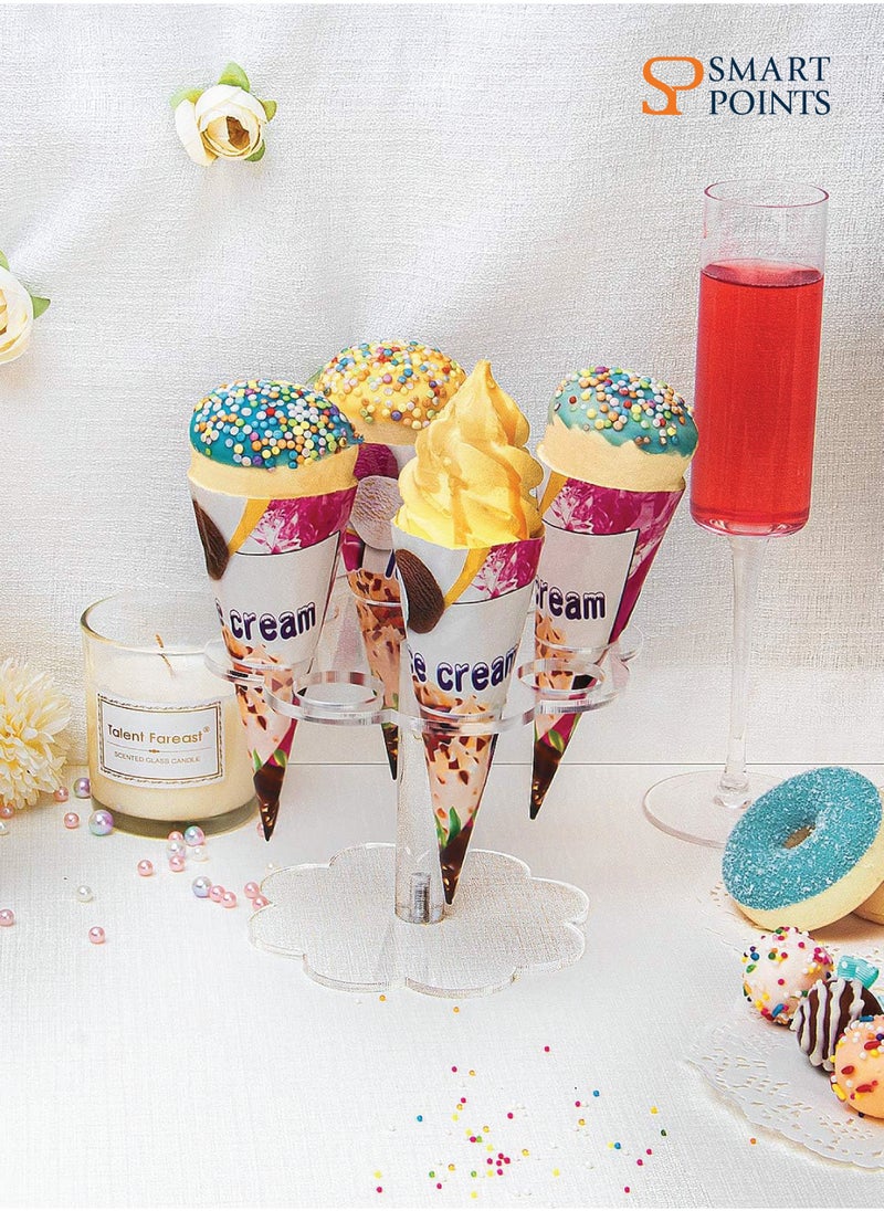 SMARTPOINTS Ice Cream Cone Holder Stand Cupcake Stand with 8 Holes Capacity Clear Clear Acrylic Cone Display Stand Weddings Baby Showers Birthday Parties Anniversaries  Snack Tray  - Image 3