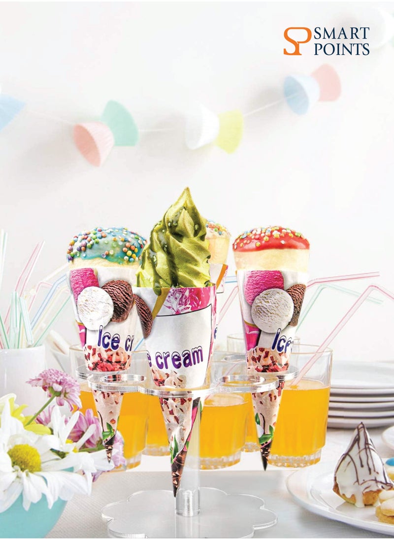 SMARTPOINTS Ice Cream Cone Holder Stand Cupcake Stand with 8 Holes Capacity Clear Clear Acrylic Cone Display Stand Weddings Baby Showers Birthday Parties Anniversaries  Snack Tray  - Image 5