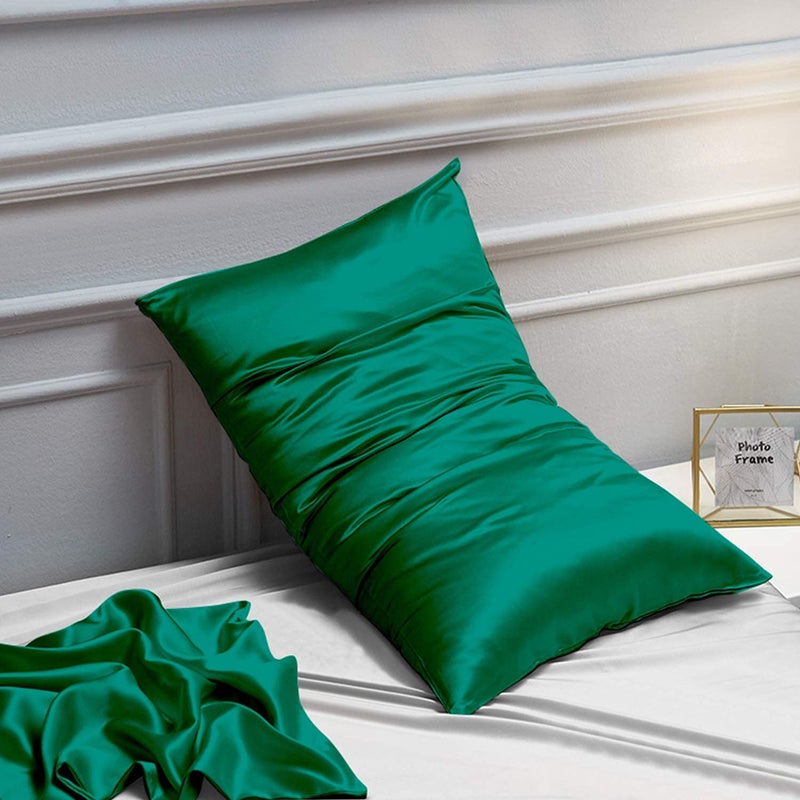 NTBAY 2 Pack Satin King Pillowcases for Hair and Skin  Luxurious and Silky Pillow Cases with Envelope Closure  20x36 Inches  Dark Green - Image 4