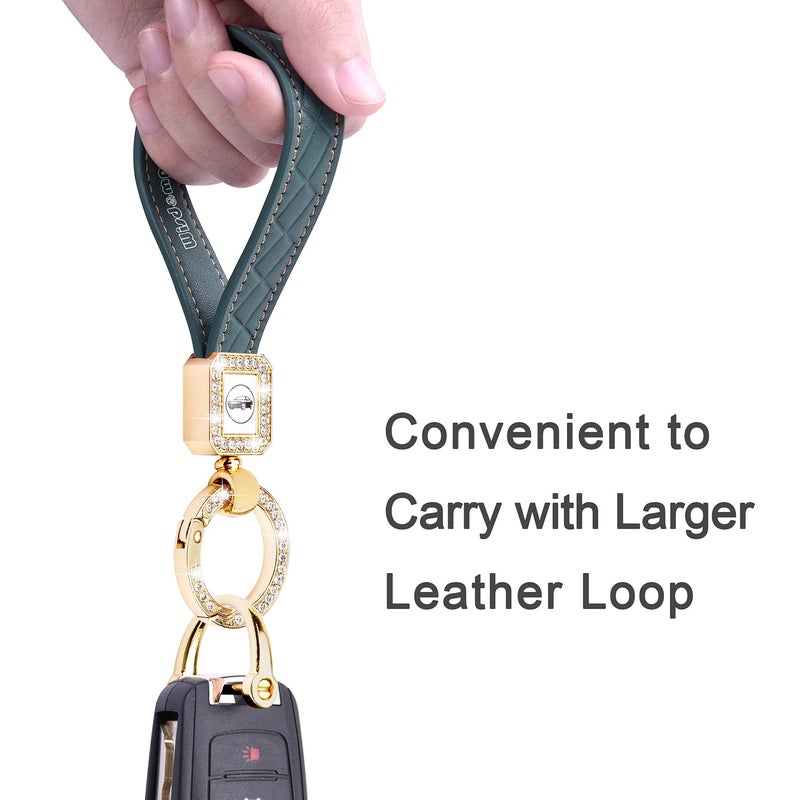 Wisdompro Microfiber Leather Car Keychain, Universal Bling Car Key FOB Keychain Key Chain Holder with Anti-lost D-ring and 2 Keyrings for Men and Women - Blue-gray - Image 3