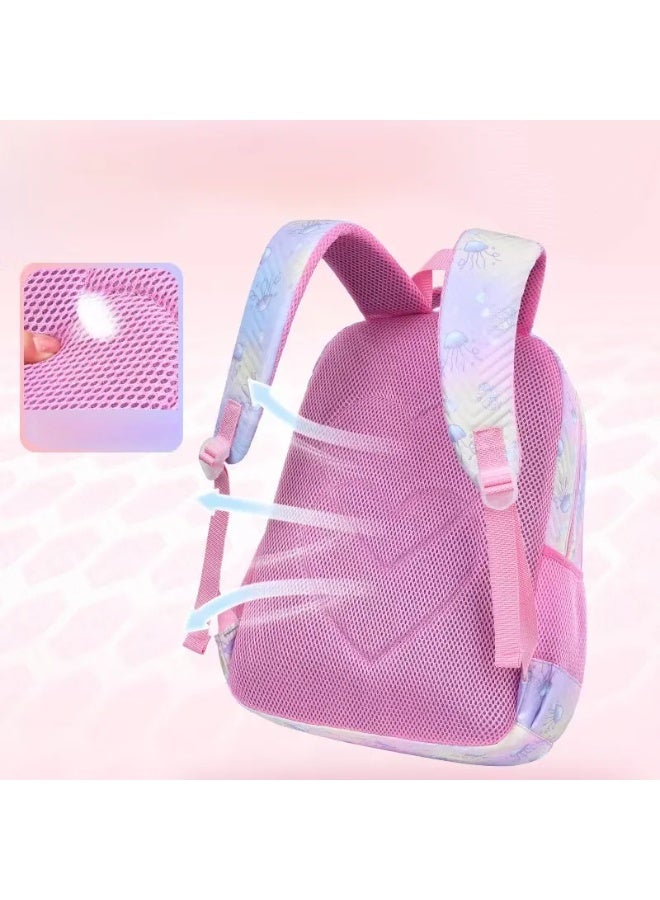 3PCS Kids Backpack Jellyfish 8-12 Years Waterproof Lightweight Spine-Protective Breathable Wear-Resistant Large Capacity - Image 3
