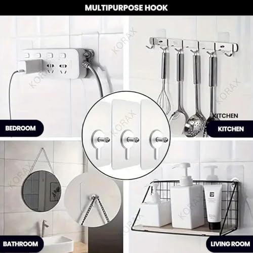 KORAX 10 Pcs Long Dual Screw Nuts Strong Self Adhesive Wall Hooks for Hanging Heavy Items – Wall Screws Without Drill - Nail Free Screw Hooks for Home, Kitchen and Bathroom Accessories - Image 5