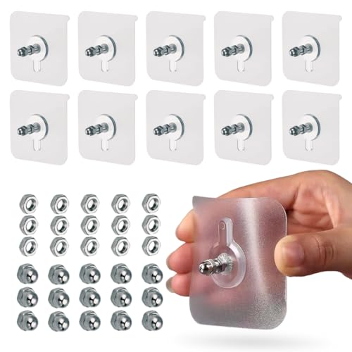 KORAX 10 Pcs Long Dual Screw Nuts Strong Self Adhesive Wall Hooks for Hanging Heavy Items – Wall Screws Without Drill - Nail Free Screw Hooks for Home, Kitchen and Bathroom Accessories - Image 1