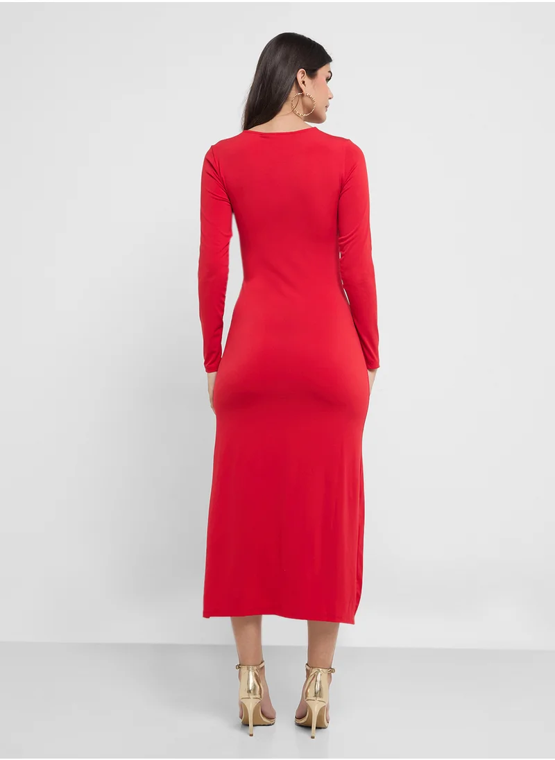 VERO MODA V-Neck Side Slit Dress