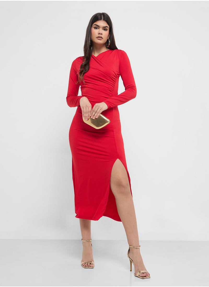 V-Neck Side Slit Dress - pzsku/Z1E2DC007B4084E98CA91Z/45/_/1742363372/3b9ea318-8709-412c-b0f2-9219eb5d1514