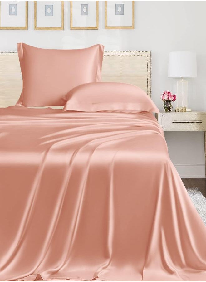 LINENWALAS Linenwalas 100% Eucalyptus Tencel Sheets King Size - Cooling Super Breathable Woven-Lyocell Silk Soft Deep Pocket 16" Anti Pilling 4Pc Sheets Set (King, Rose Gold) 