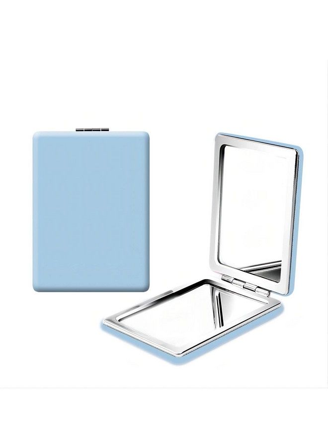 BIMIGET Compact Mirror For Men Women And Girls Blue Travel Makeup Mirrors For Handbag And Pocket Portable Doublesided Mirror With Distortion Free (Blue)  - Image 2