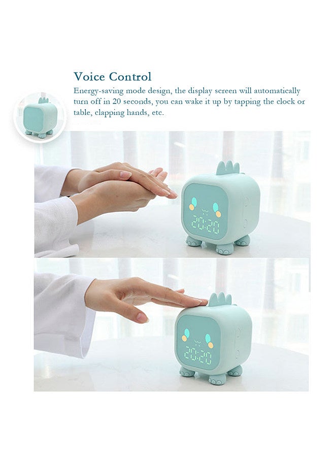 Kids Digital Alarm Clock Night Lights Sleep Trainier 2 Alarms 6 Ringtones Time Temperature Display Sound Control Snoozing Function  - Image 4