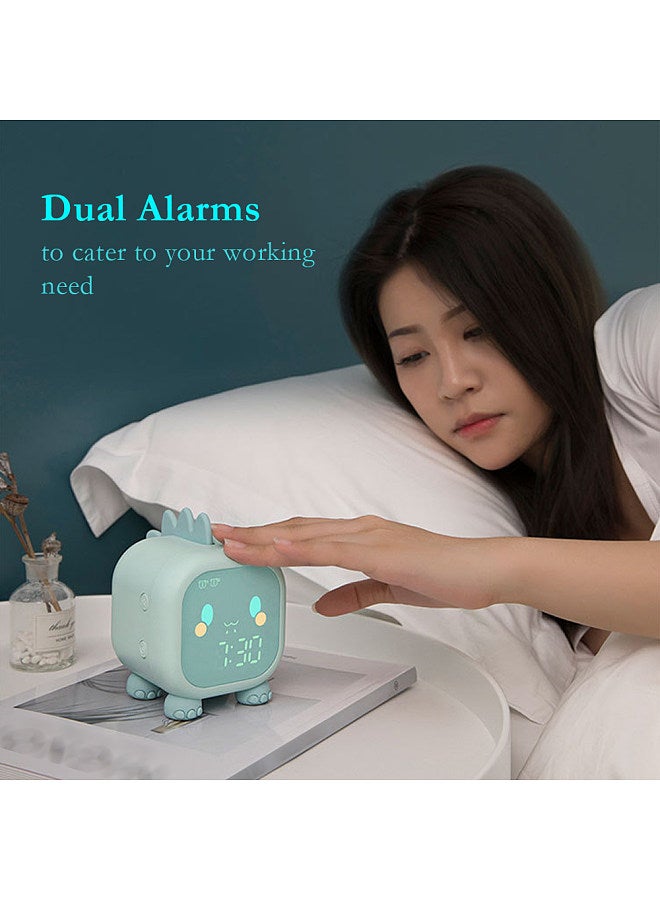 Kids Digital Alarm Clock Night Lights Sleep Trainier 2 Alarms 6 Ringtones Time Temperature Display Sound Control Snoozing Function  - Image 3