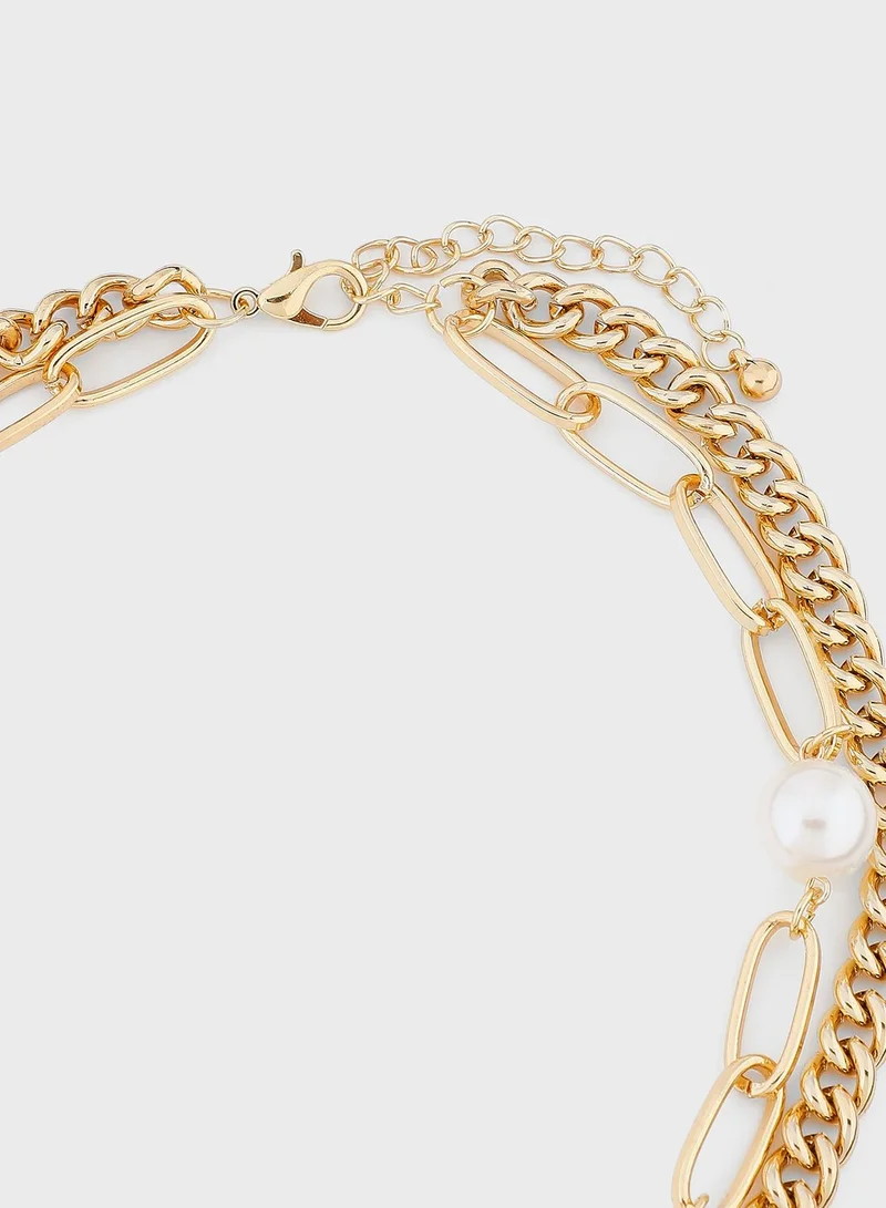 ELLA Pearl Chain Layered Necklace