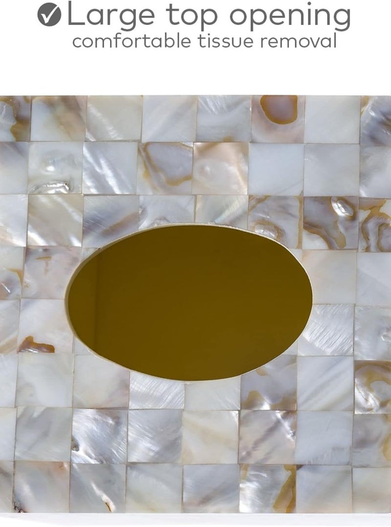 Creative Scents Milano Tissue Box Cover Rectangular - Decorative Tissue Box Holder Rectangular is Finished in Beautiful Mother of Pearl Shells - Durable Tissue Cover for Elegant Decor - Image 4