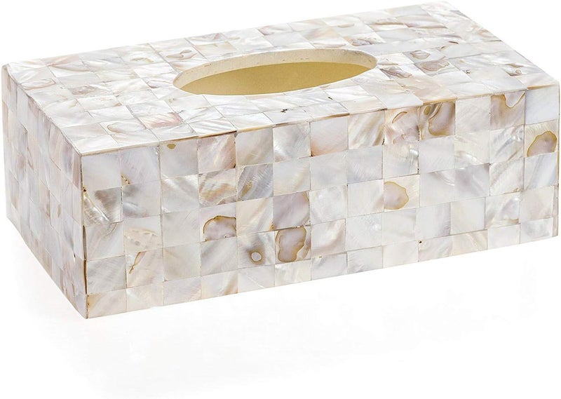Creative Scents Milano Tissue Box Cover Rectangular - Decorative Tissue Box Holder Rectangular is Finished in Beautiful Mother of Pearl Shells - Durable Tissue Cover for Elegant Decor - Image 3