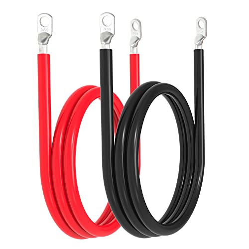 TUELETFU كابل بطارية 2 AWG كابلات عاكس بطارية 2AWG مع لقم 3/8 بوصة مجموعة أسلاك عاكس الطاقة من النحاس النقي للسفن البحرية والقوارب والسيارات والدراجات النارية 2 قطعة (5 أقدام) - Image 5
