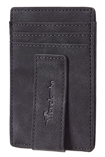 Travelambo Money Clip for Men Magnetic Front Pocket Wallet Slim Wallet Minimalist Card Holder RFID Blocking Deep Grey - Image 1