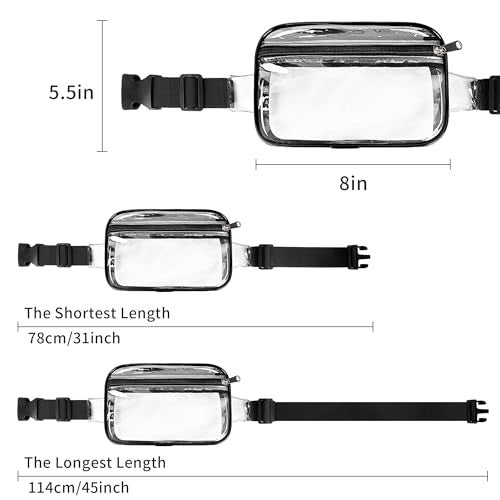 VOROLO Fanny Pack For Women And Men Crossbody Bag Belt Bag with Adjustable Strap Graduation Gifts Clear Black - Image 4