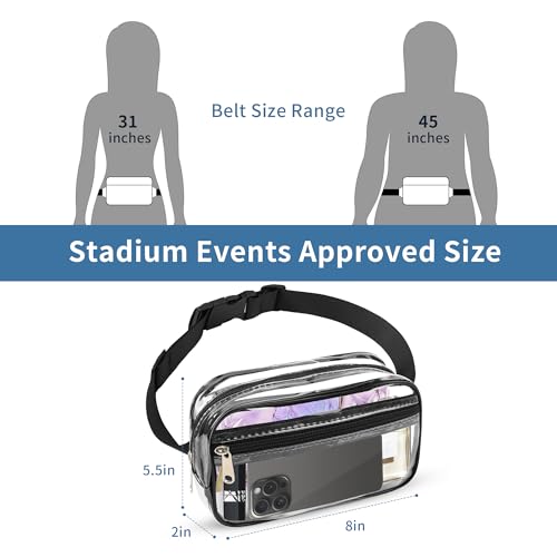 VOROLO Fanny Pack For Women And Men Crossbody Bag Belt Bag with Adjustable Strap Graduation Gifts Clear Black - Image 2