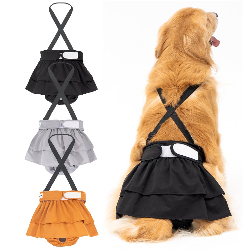 Avont 3 Pack Avont Washable Female Dog Diaper with Suspender Reusable Girl Doggie Diapers for Small Medium Large Doggy in Heat Cycle Period Incontinence M - Image 2