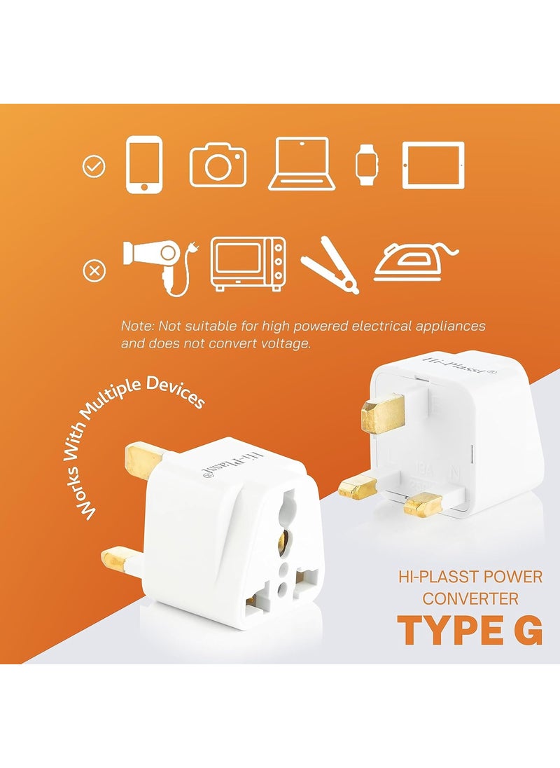 HI PLASST PINS N PLUGS HiPlasst India to UK converter Type G Plug adapter Pack of 2 Universal socket 3 pin for London Dubai Singapore Malaysia Hong Kong Indian adaptor for UK pins  - Image 2