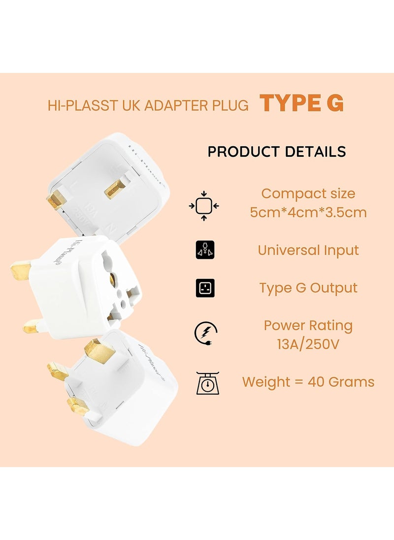 HI PLASST PINS N PLUGS HiPlasst India to UK converter Type G Plug adapter Pack of 2 Universal socket 3 pin for London Dubai Singapore Malaysia Hong Kong Indian adaptor for UK pins  - Image 5