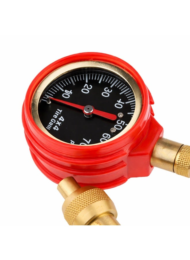 4x4 Tire Pressure Gauge with Quick Deflator Heavy Duty Brass Air Down Tool 0-70 PSI Analog Tyre Pressure Meter with Flexible Hose, Accurate Air Release Valve for Car SUV Bike Off Road Vehicle - Image 2