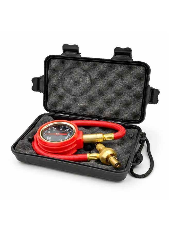 4x4 Tire Pressure Gauge with Quick Deflator Heavy Duty Brass Air Down Tool 0-70 PSI Analog Tyre Pressure Meter with Flexible Hose, Accurate Air Release Valve for Car SUV Bike Off Road Vehicle - Image 1