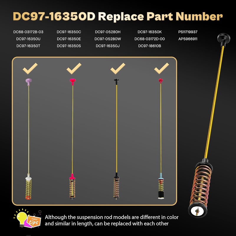 Vypart Upgrade DC97-16350D Suspension Rods for Samsung Top Load Washers - Image 4