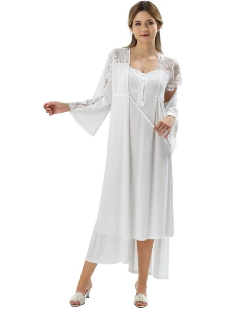Birol Gaye - Birolgaye 20080 Ecru Pregnant Postpartum Nightgown Dressing Gown Tk - Image 1