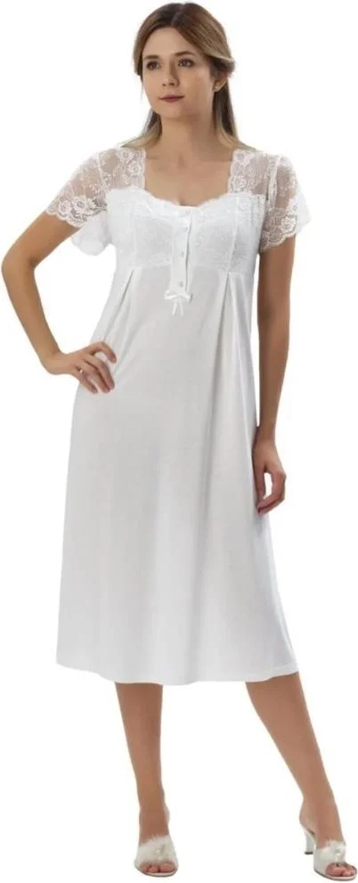 بيرول جاي Birolgaye 20080 Ecru Pregnant Postpartum Nightgown Dressing Gown Tk