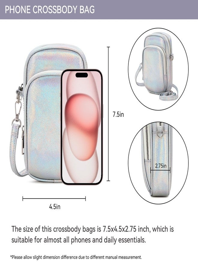 mygreen Cell Phone Purse Small Crossbody Bags for Women Cellphone Wallet Bag with Credit Card Slots Metallic Silver - Image 2