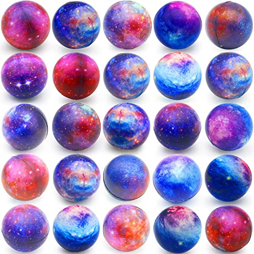 Oleitodh 60 Pack Galaxy Stress Balls Bulk for Kids Adults 25 Inch Space Squeeze Anxiety Fidget Sensory Balls Children Outer Space Mini Relief Balls for Birthday Party Favors Finger Exercise Carnival Gift - Image 1