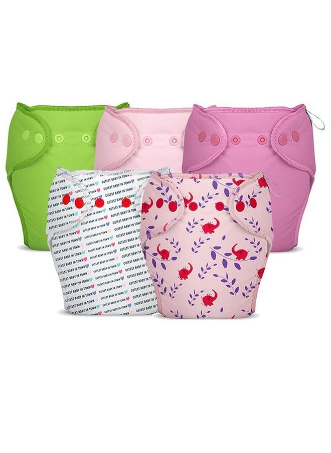 Bumberry New & Improved Smart Nappy For New Born Baby (Lxl |10-18 Months) | Holds Upto 3 Pees With Extra Absorbtion & 100% Leak Protection All In One Cloth Diaper For Just Borns - 5 Pcs - Kit 1  - Image 1
