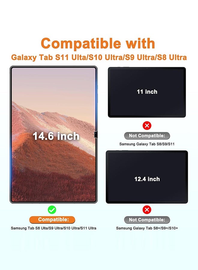 بشكل مختصر [عبوتان] حامي شاشة زجاج مقوى 9H لسامسونج جالاكسي تاب إس 11 الترا/إس 10 الترا/إس 9 الترا/إس 8 الترا (14.6 بوصة SM-X920، SM-X926B، SM-X926N)، مقاوم للخدش، سهل التركيب - Image 2