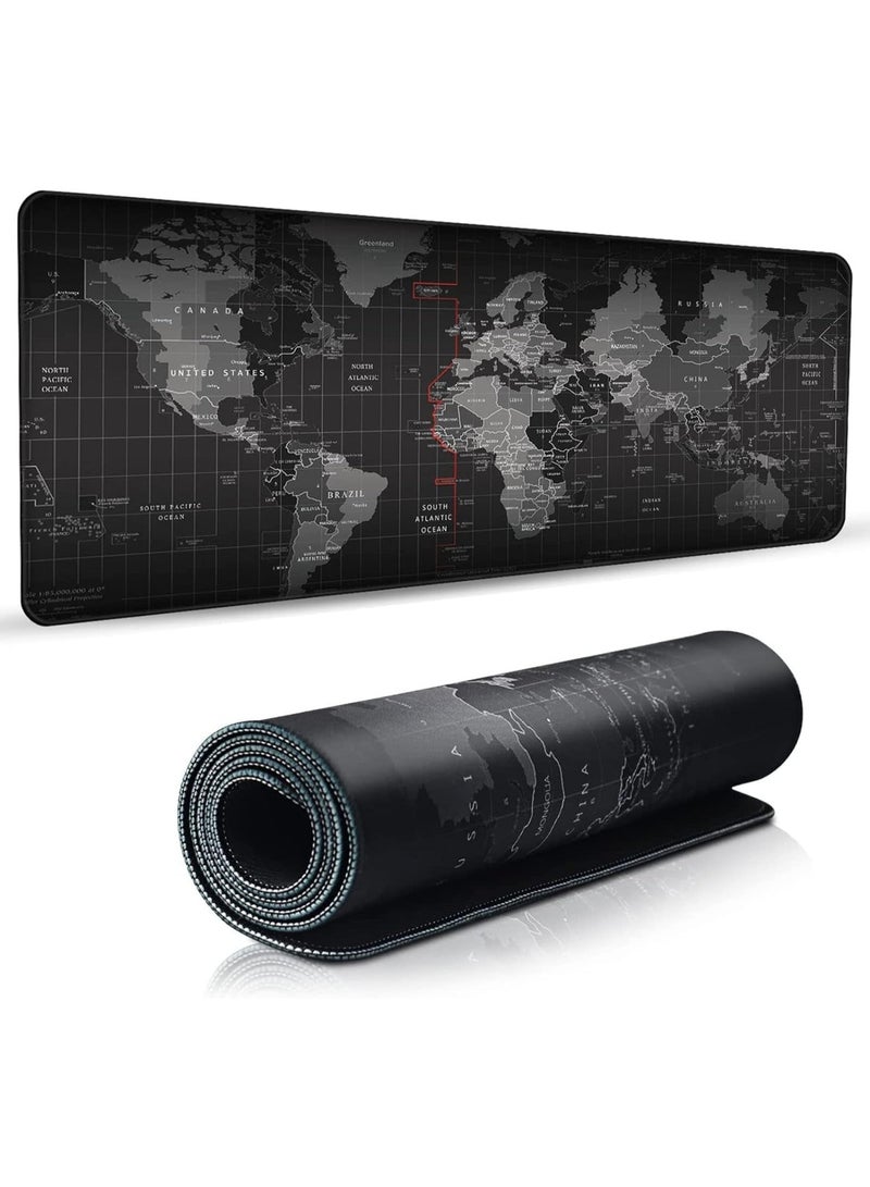 بادة للماوس والكيبورد للالعاب، سجادة ماوس كمبيوتر كبيرة بتصميم خريطة العالم مع قاعدة مضادة للانزلاق، مناسبة للكمبيوتر المحمول والمنزل والمكتب، لوحة ماوس مقاومة للماء مقاس 90 × 40 سم، المطاط الرغوي - Image 1