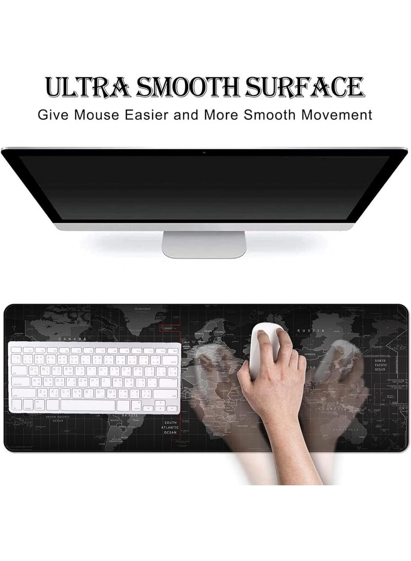 بادة للماوس والكيبورد للالعاب، سجادة ماوس كمبيوتر كبيرة بتصميم خريطة العالم مع قاعدة مضادة للانزلاق، مناسبة للكمبيوتر المحمول والمنزل والمكتب، لوحة ماوس مقاومة للماء مقاس 90 × 40 سم، المطاط الرغوي - Image 2