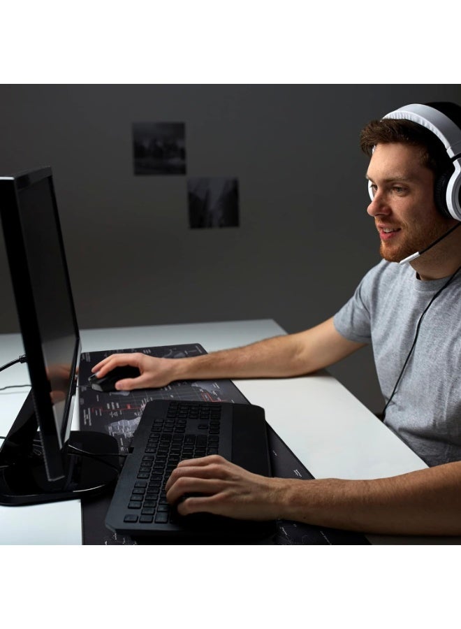 بادة للماوس والكيبورد للالعاب، سجادة ماوس كمبيوتر كبيرة بتصميم خريطة العالم مع قاعدة مضادة للانزلاق، مناسبة للكمبيوتر المحمول والمنزل والمكتب، لوحة ماوس مقاومة للماء مقاس 90 × 40 سم، المطاط الرغوي - Image 3