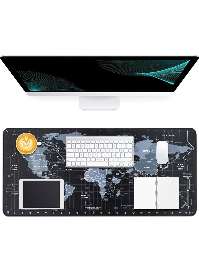 بادة للماوس والكيبورد للالعاب، سجادة ماوس كمبيوتر كبيرة بتصميم خريطة العالم مع قاعدة مضادة للانزلاق، مناسبة للكمبيوتر المحمول والمنزل والمكتب، لوحة ماوس مقاومة للماء مقاس 90 × 40 سم، المطاط الرغوي - Image 4