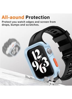 Rugged Case Compatible with Apple Watch Case Series 8/7 41mm Series 6/SE/5/4 40mm, Soft TPU Shockproof Bumper Drop Proof Protective Cover Compatible with iWatch - Light Blue