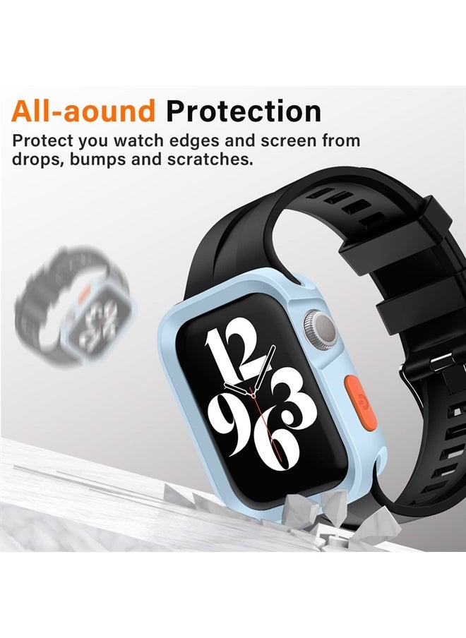 Amizee - Rugged Case Compatible with Apple Watch Case Series 8/7 41mm Series 6/SE/5/4 40mm, Soft TPU Shockproof Bumper Drop Proof Protective Cover Compatible with iWatch - Light Blue - Image 1