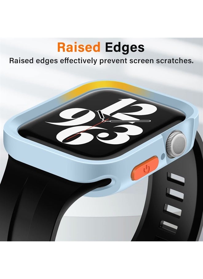 Amizee - Rugged Case Compatible with Apple Watch Case Series 8/7 41mm Series 6/SE/5/4 40mm, Soft TPU Shockproof Bumper Drop Proof Protective Cover Compatible with iWatch - Light Blue - Image 1