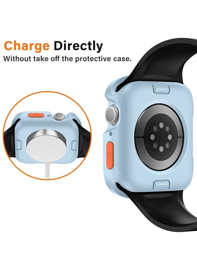 Amizee - Rugged Case Compatible with Apple Watch Case Series 8/7 41mm Series 6/SE/5/4 40mm, Soft TPU Shockproof Bumper Drop Proof Protective Cover Compatible with iWatch - Light Blue - Image 1