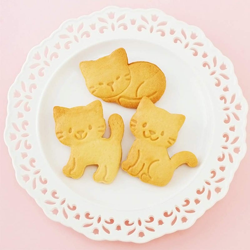 Aprildecember Cat Shape Animal Plunger Cookie Cutters Set  Food Grade Fondant Stamper Set - Image 4