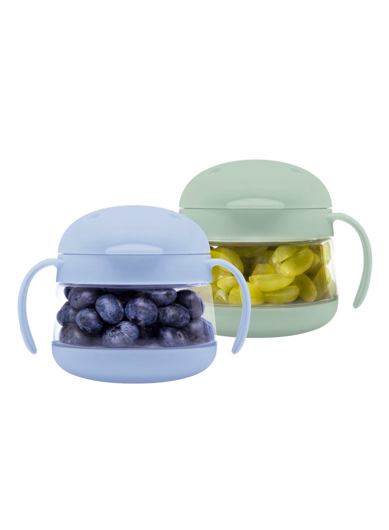 ubbi حاوية وجبات خفيفة تويت حزمة مزدوجة باللونين الساج والأزرق - Image 1