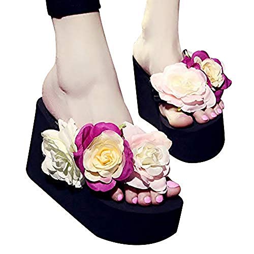 QZUnique Women Flip Flop, Thong Wedge Platform Sandals Arch Support Slippers High Heel Comfortable Cushion Shoes Summer Beach - Image 2