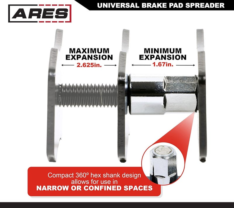 ARES 18079 – Universal Brake Pad Spreader – Universal Design for Use with Most Cars and Light Trucks – Works on Single, Dual, and Quad Piston Calipers – 360-Degree Access to Shank for Confined Spaces - Image 3