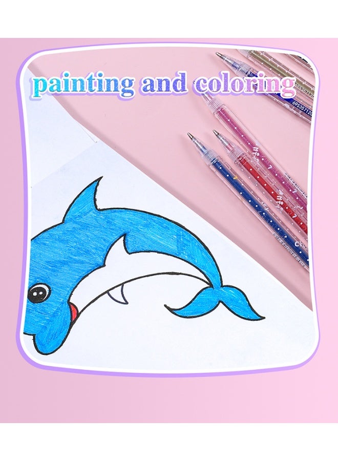 Al Kanzi 12 Colours Flash Pen, Glitter Pen, Marker Pen, Cartoon Colour, 0.5 Mm Ink Pen, Children's DIY Handmade Drawing Pastel Pen, Japanese Korean Office Notepad, School Stationery Supplies - Image 3