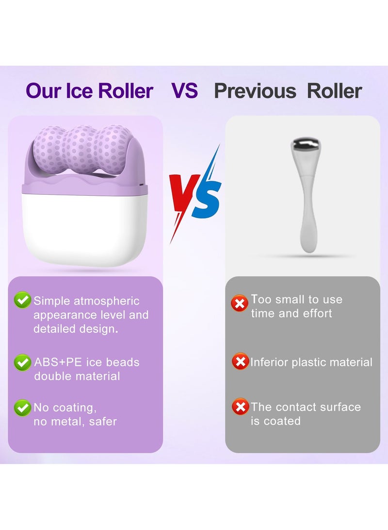 Loquat Ice Roller for Face and Eyes - Facial Skin Care Tools with 2 in 1 Face Roller and Travel Case, Self Care Gift for Men Women (Purple) - Image 4