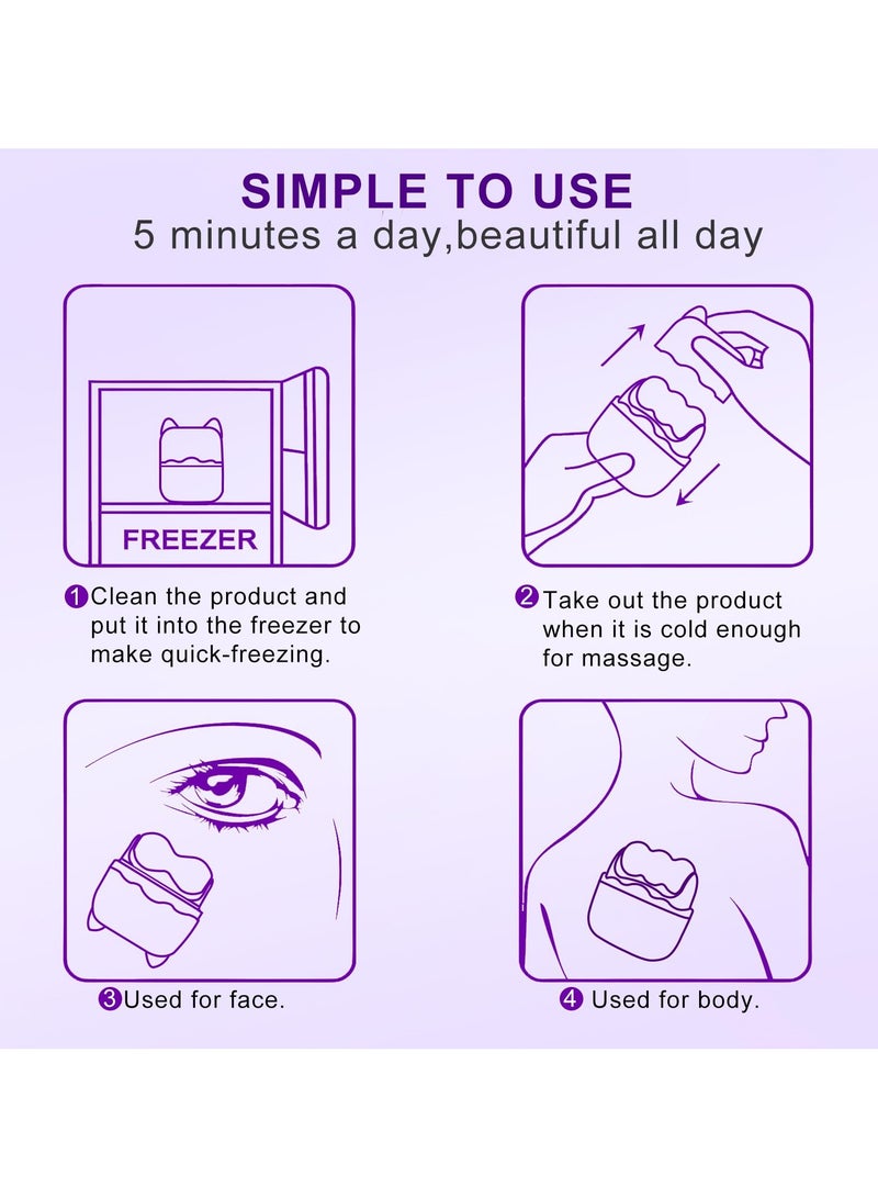 Loquat Ice Roller for Face and Eyes - Facial Skin Care Tools with 2 in 1 Face Roller and Travel Case, Self Care Gift for Men Women (Purple) - Image 5